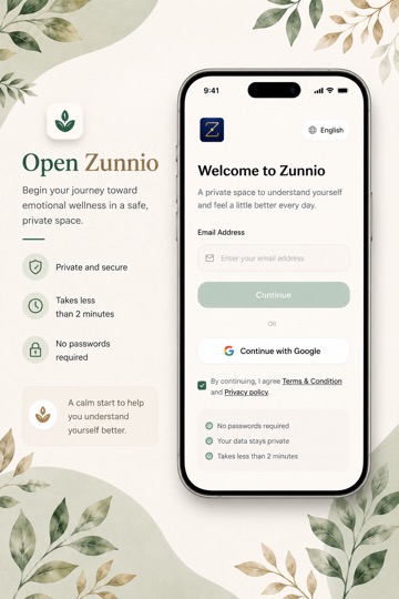 Zunnio app welcome screen